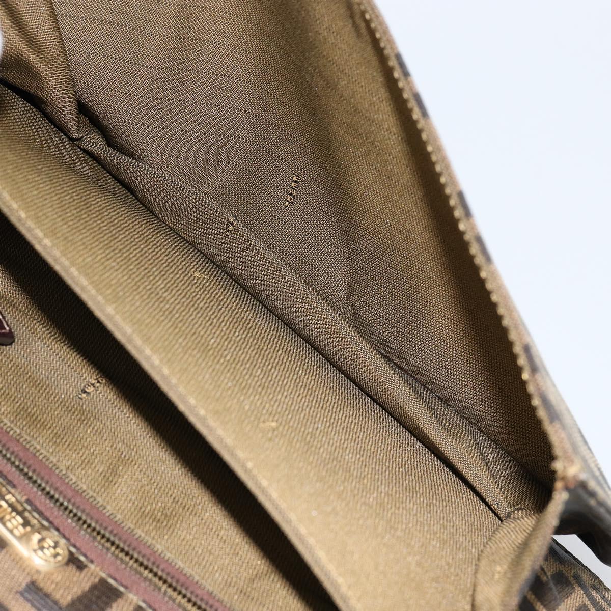 FENDI Zucca Canvas Shoulder Bag Brown Auth 142559