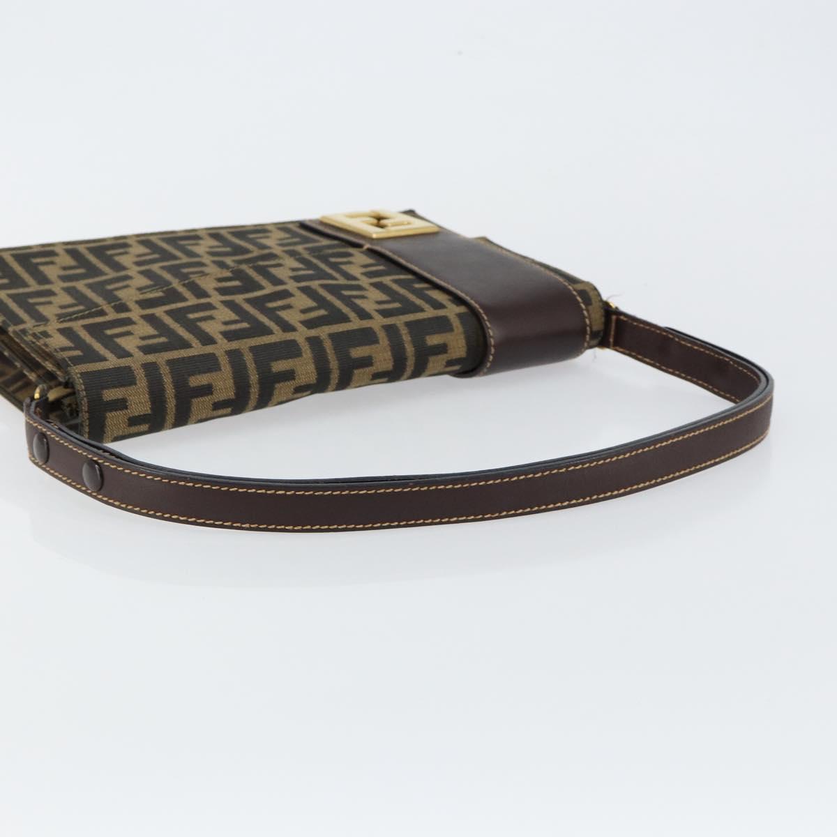 FENDI Zucca Canvas Shoulder Bag Brown Auth 142559