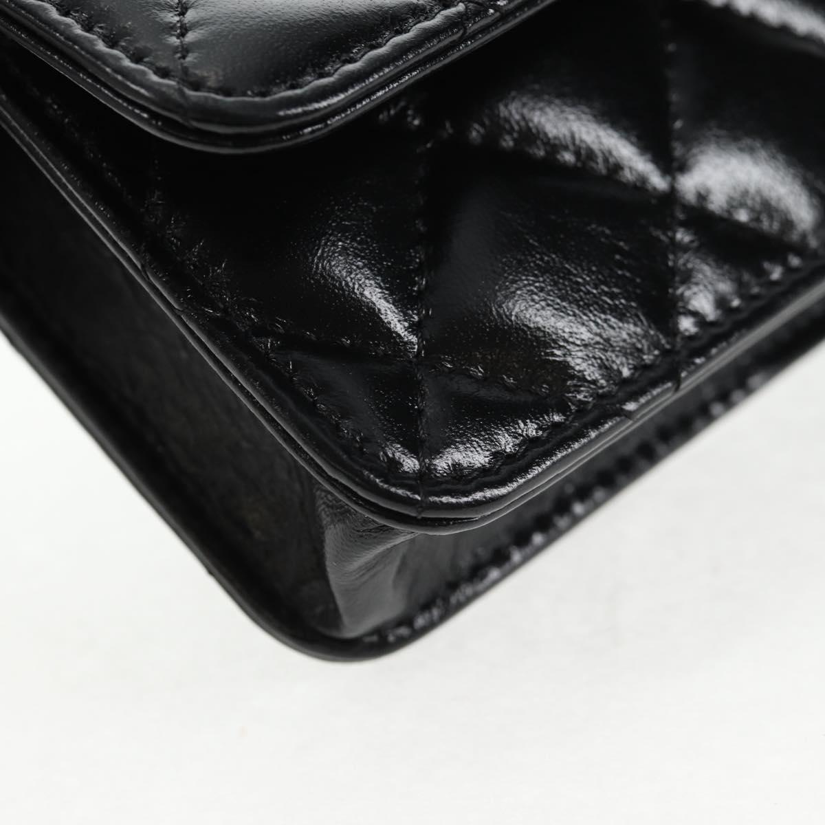 CHANEL Matelasse Chain Mini Shoulder Bag Calf Skin Black Gold CC Auth 142563M