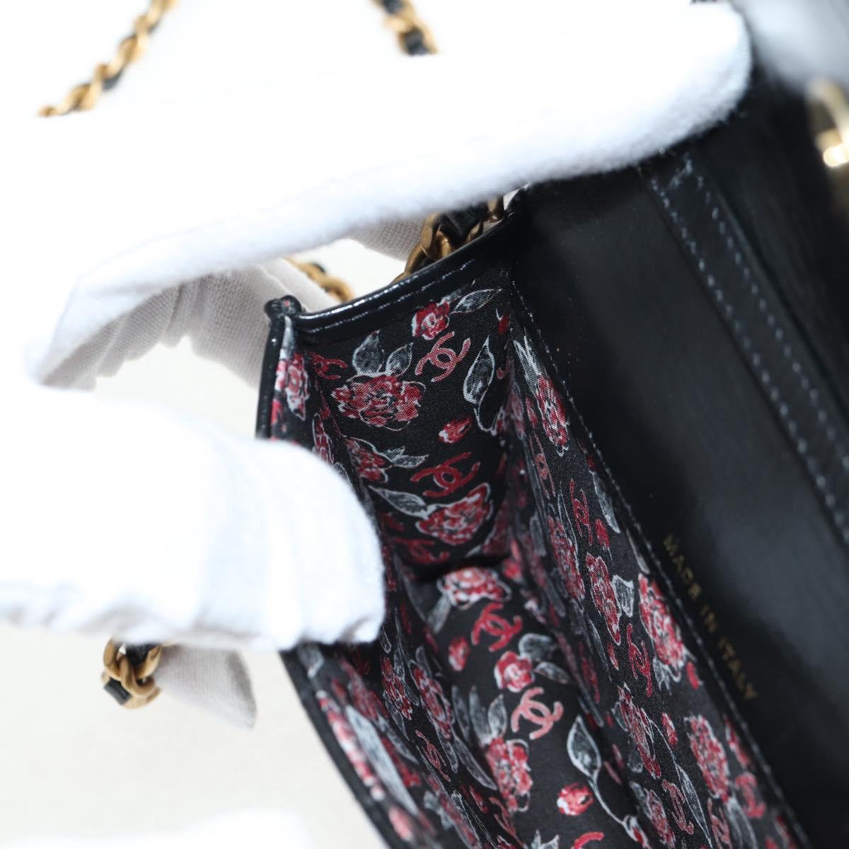 CHANEL Matelasse Chain Mini Shoulder Bag Calf Skin Black Gold CC Auth 142563M