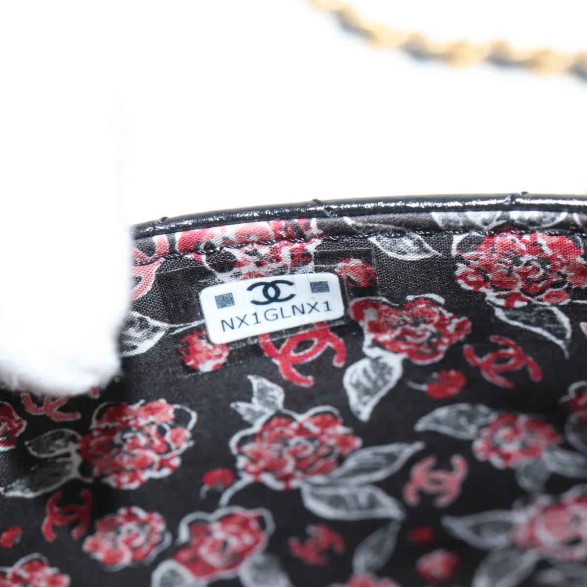 CHANEL Matelasse Chain Mini Shoulder Bag Calf Skin Black Gold CC Auth 142563M