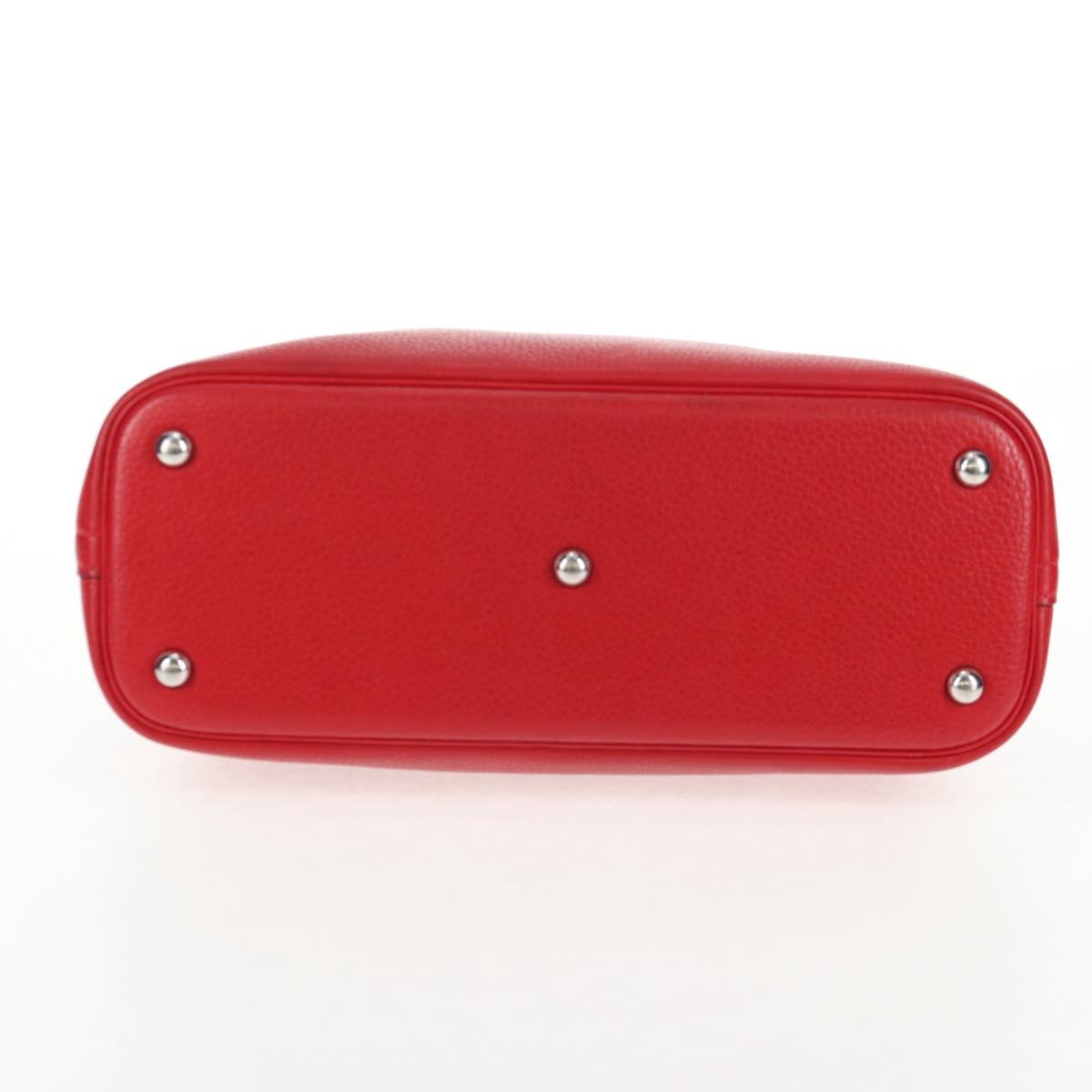 HERMES Bolide 31 Hand Bag Taurillon Leather Red Silver Auth 142568M