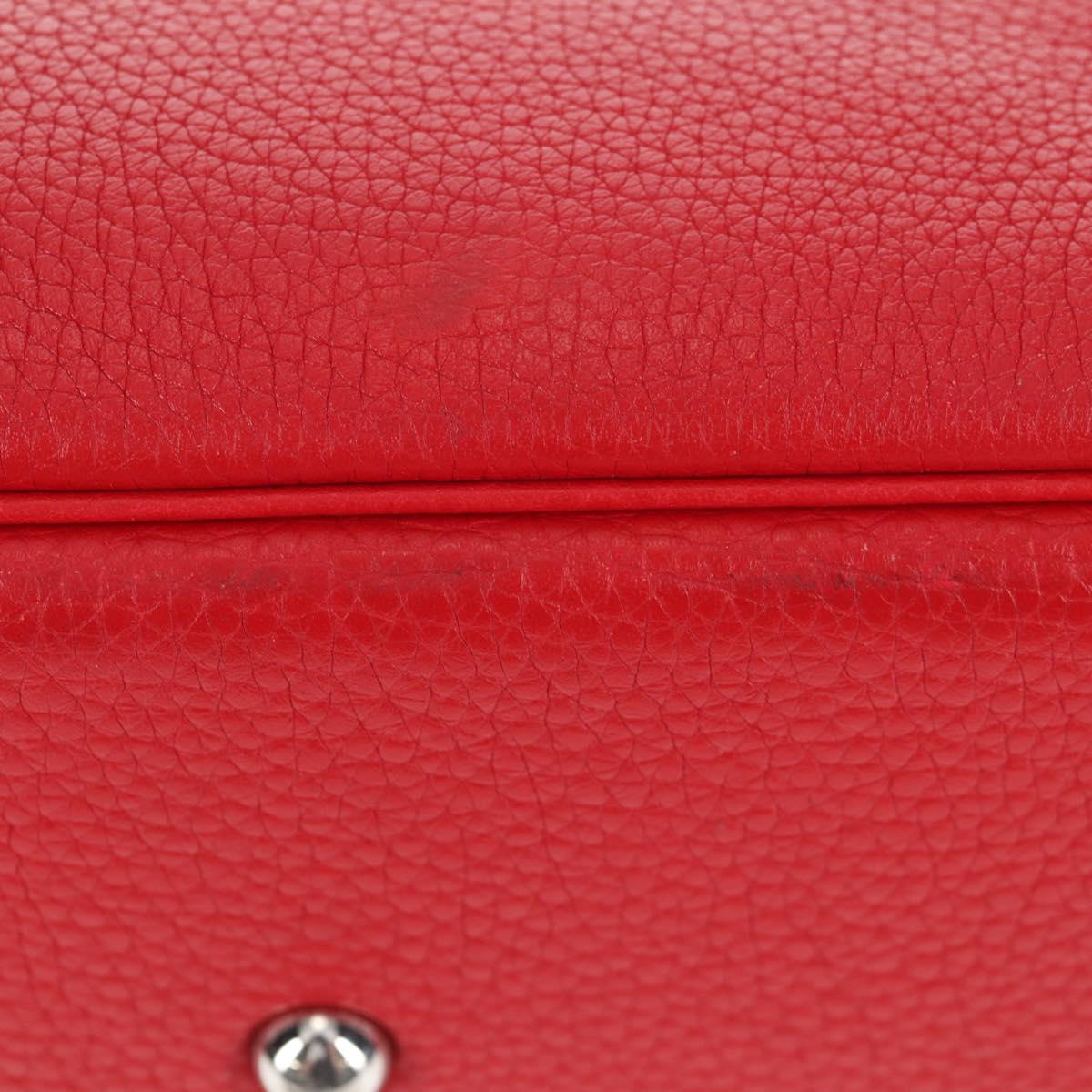 HERMES Bolide 31 Hand Bag Taurillon Leather Red Silver Auth 142568SM