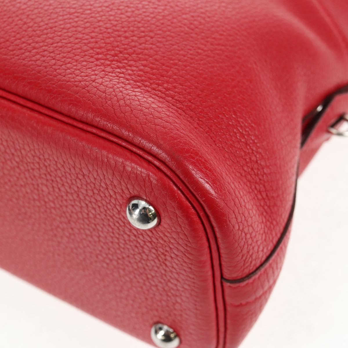 HERMES Bolide 31 Hand Bag Taurillon Leather Red Silver Auth 142568SM