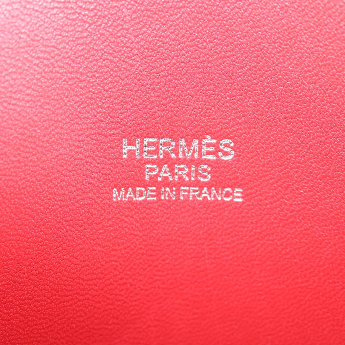 HERMES Bolide 31 Hand Bag Taurillon Leather Red Silver Auth 142568SM