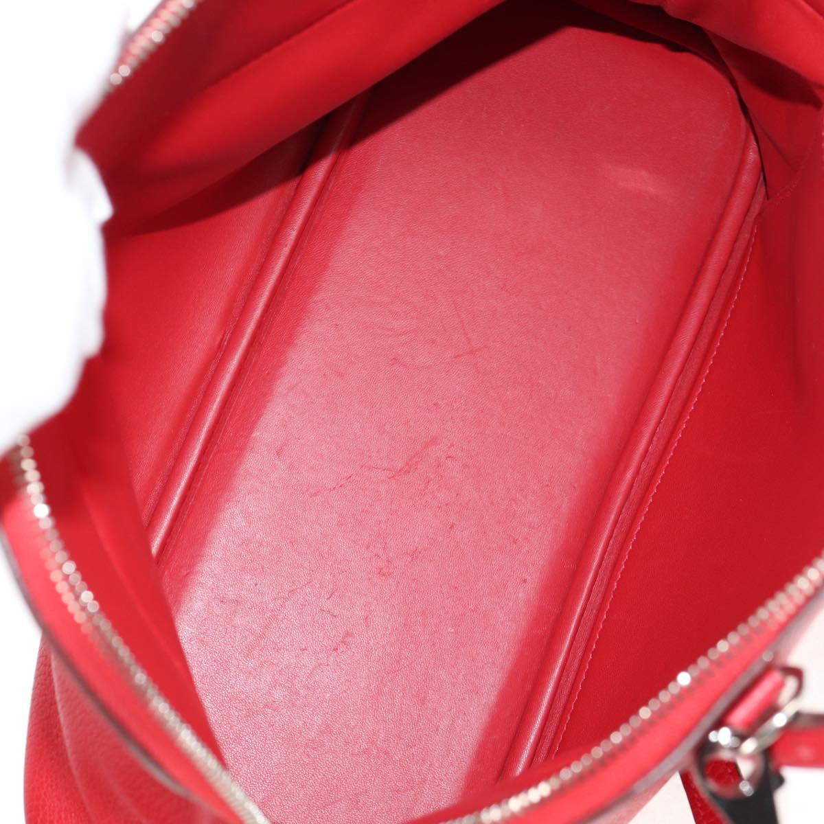 HERMES Bolide 31 Hand Bag Taurillon Leather Red Silver Auth 142568SM