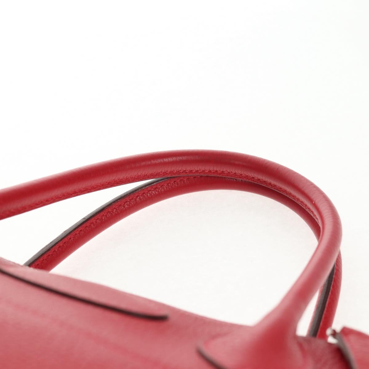 HERMES Bolide 31 Hand Bag Taurillon Leather Red Silver Auth 142568SM