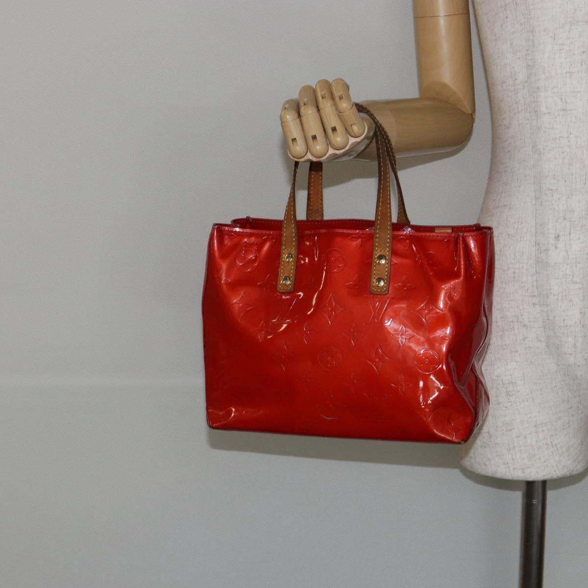 LOUIS VUITTON Monogram Vernis Reade PM Hand Bag Red Rouge M91088 LV Auth 142618
