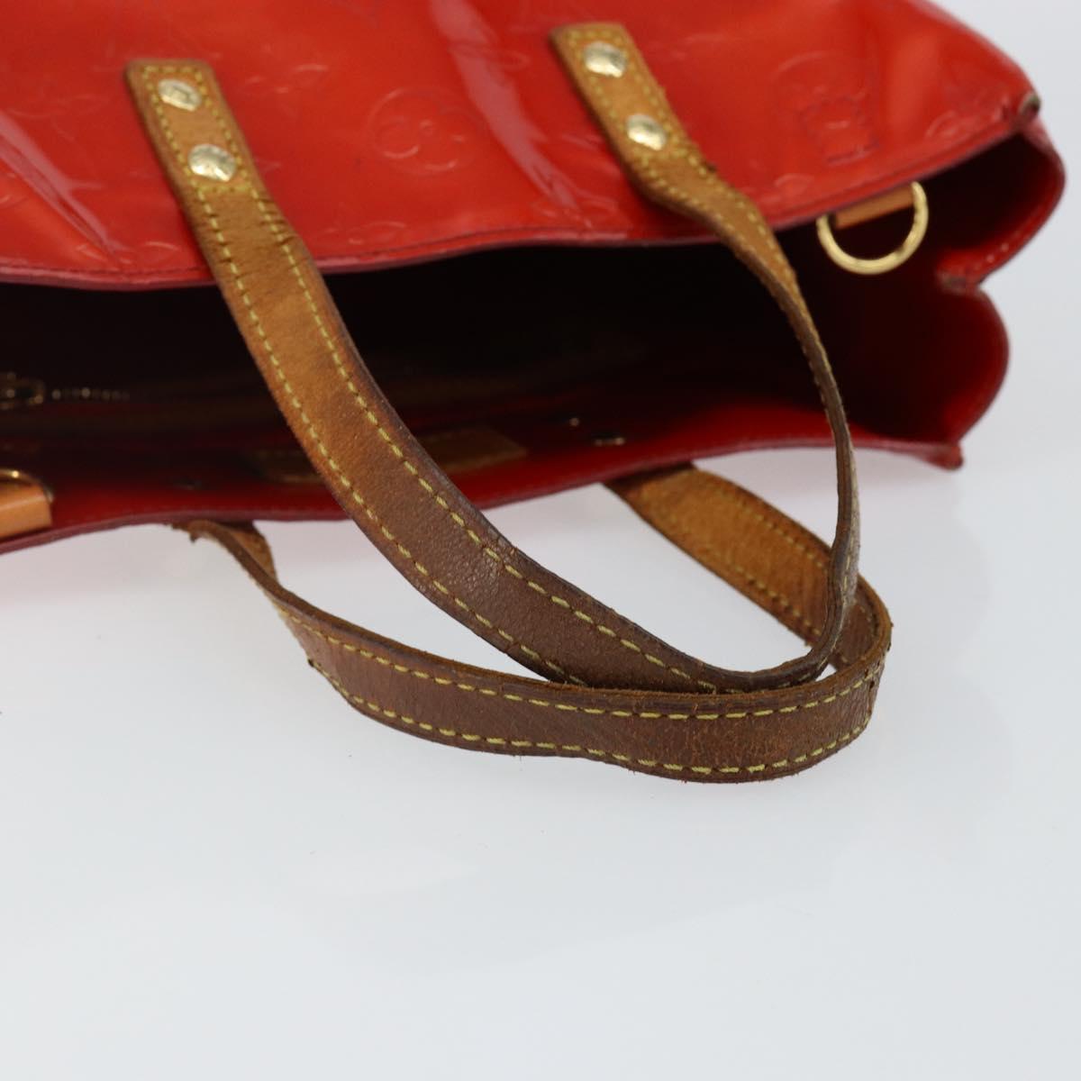 LOUIS VUITTON Monogram Vernis Reade PM Hand Bag Red Rouge M91088 LV Auth 142618