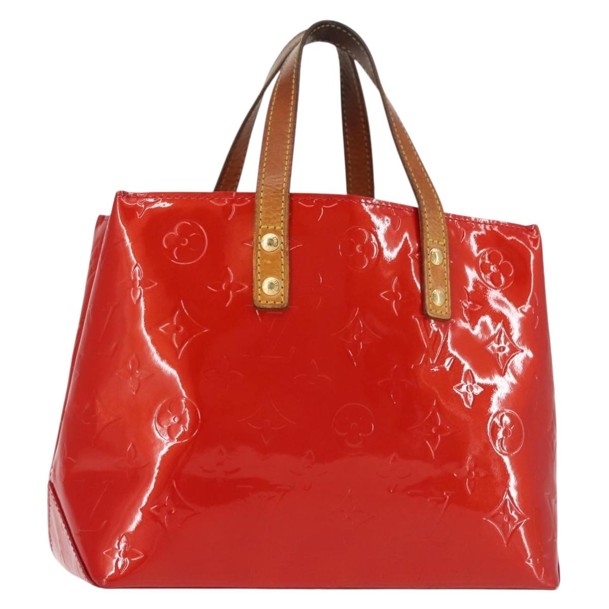 LOUIS VUITTON Monogram Vernis Reade PM Hand Bag Red Rouge M91088 LV Auth 142620