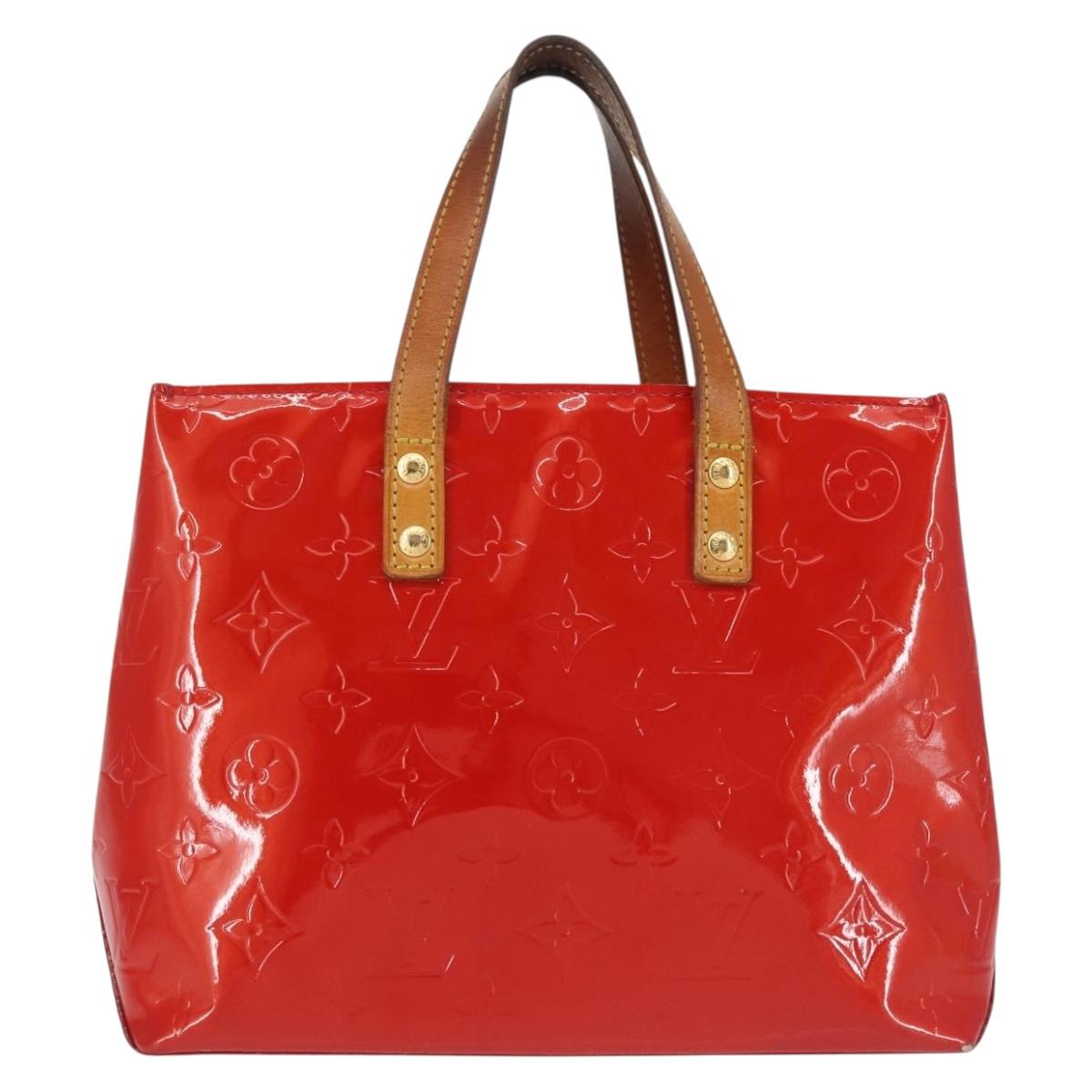 LOUIS VUITTON Monogram Vernis Reade PM Hand Bag Red Rouge M91088 LV Auth 142620