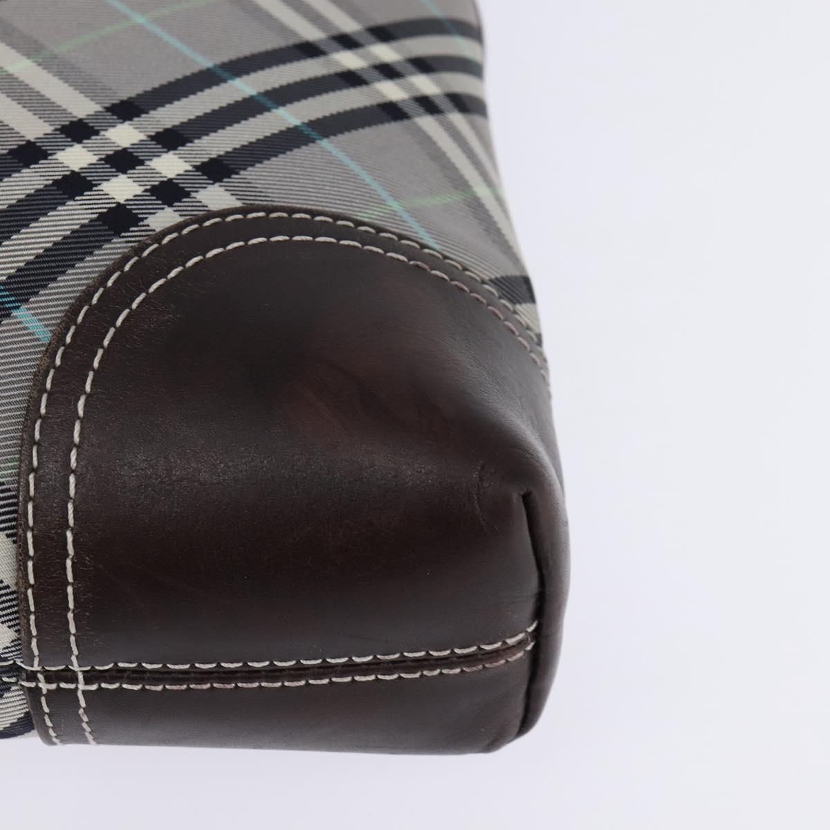 BURBERRY Nova Check Blue Label Shoulder Bag Nylon Gray Silver Auth 142647