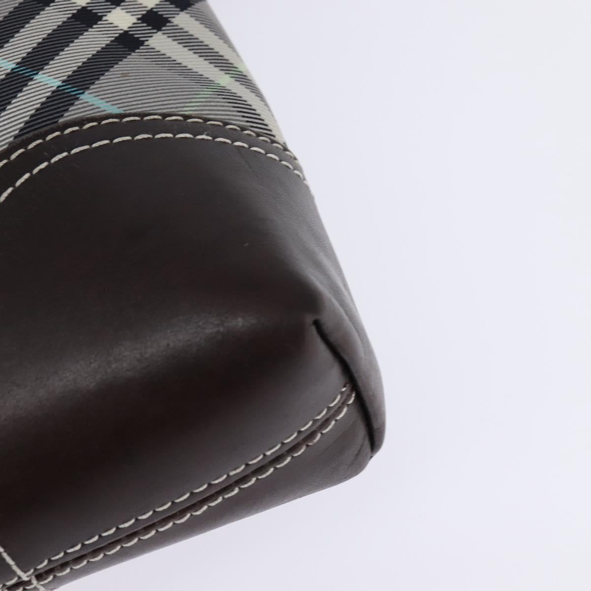 BURBERRY Nova Check Blue Label Shoulder Bag Nylon Gray Silver Auth 142647