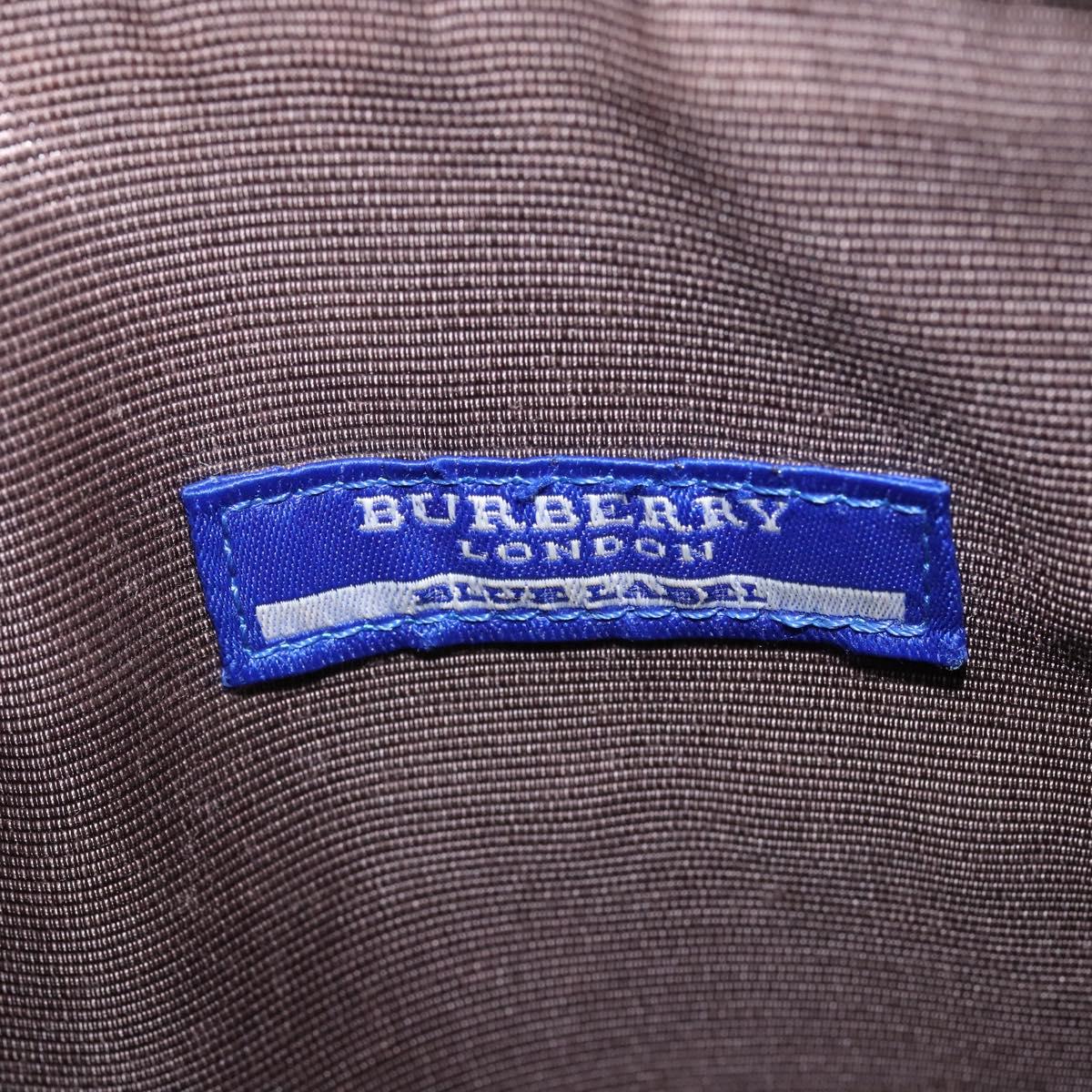 BURBERRY Nova Check Blue Label Shoulder Bag Nylon Gray Silver Auth 142647