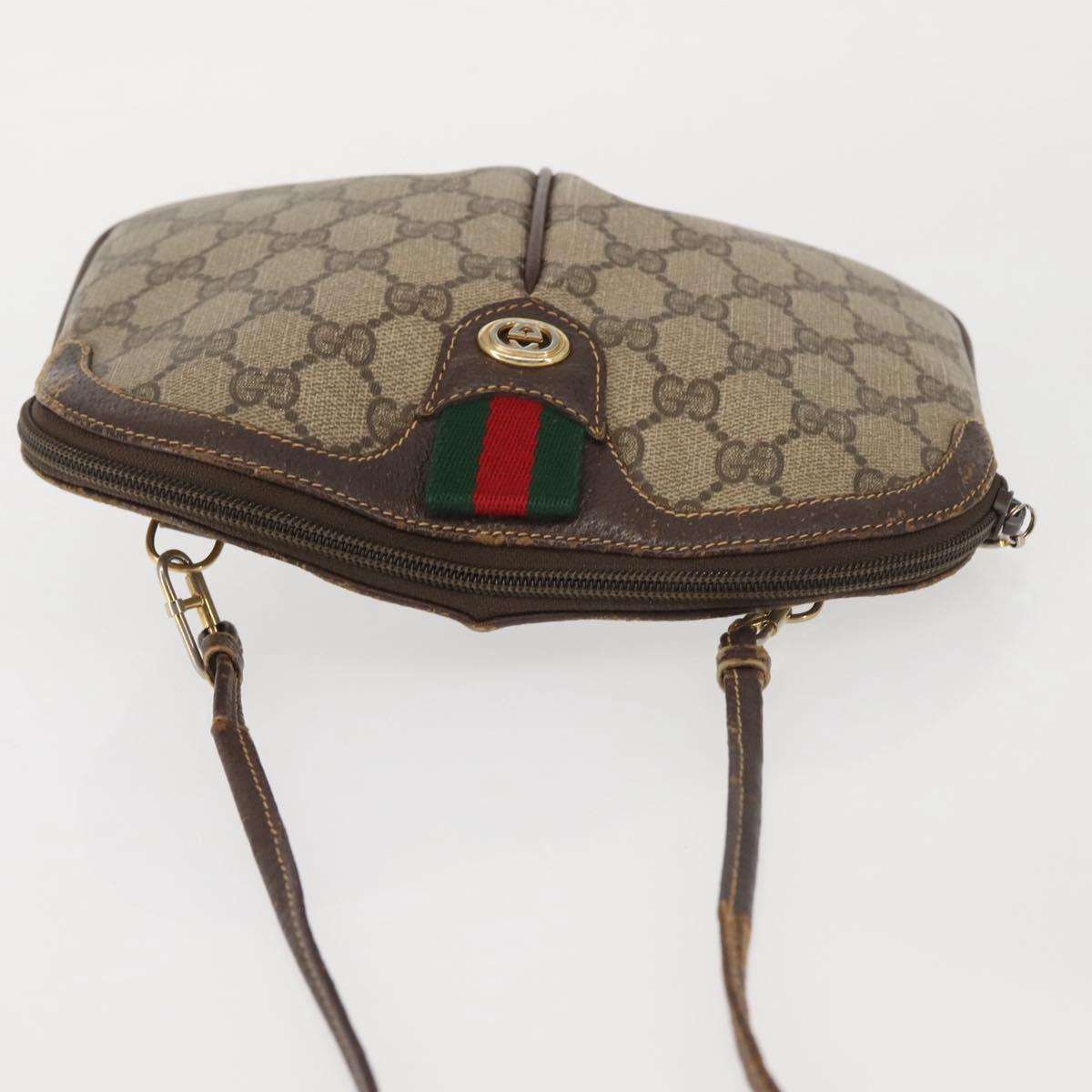 GUCCI GG Supreme Web Sherry Line Bag PVC Beige Gold 904 02 047 Auth 142653