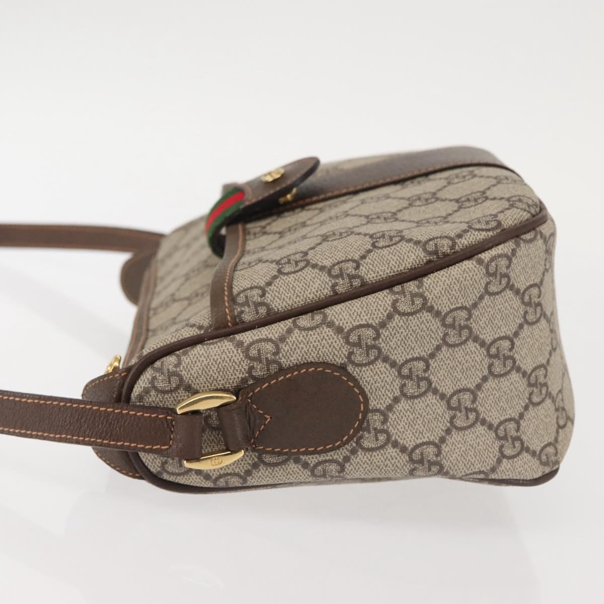 GUCCI GG Supreme Web Sherry Line Bag PVC Beige Gold 001.123.6177 Auth 142654