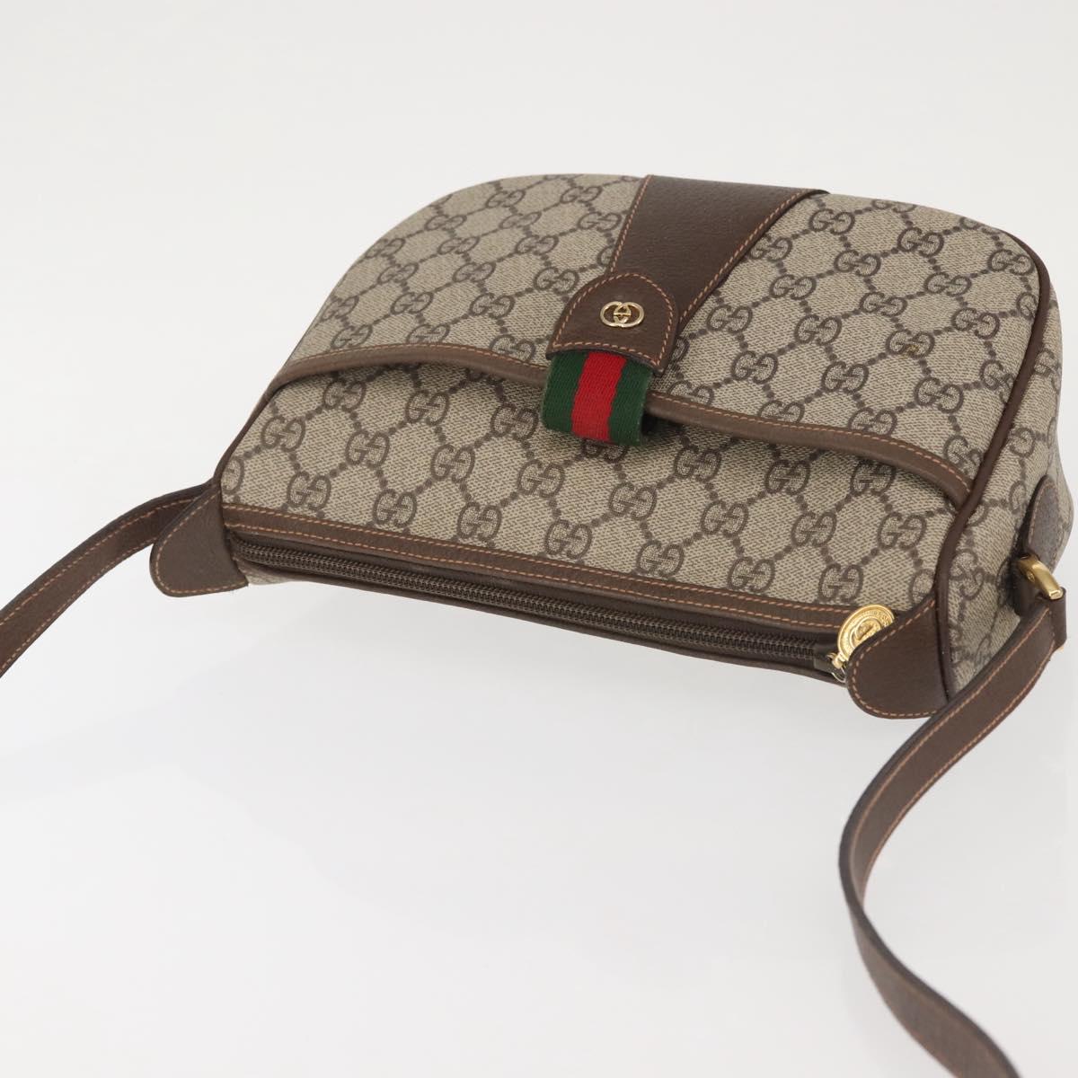 GUCCI GG Supreme Web Sherry Line Bag PVC Beige Gold 001.123.6177 Auth 142654