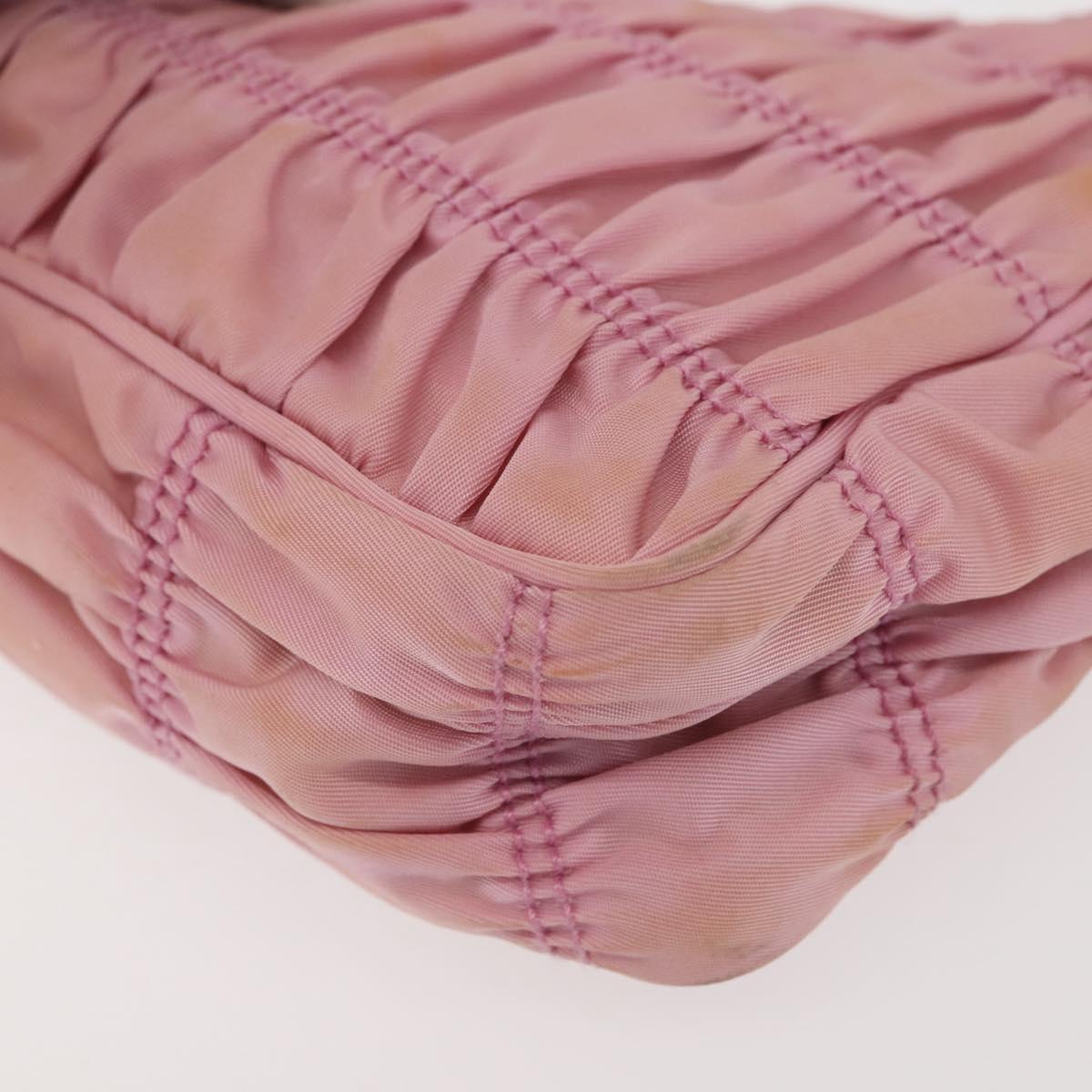 PRADA Shoulder Bag Nylon Pink Silver Auth 142659