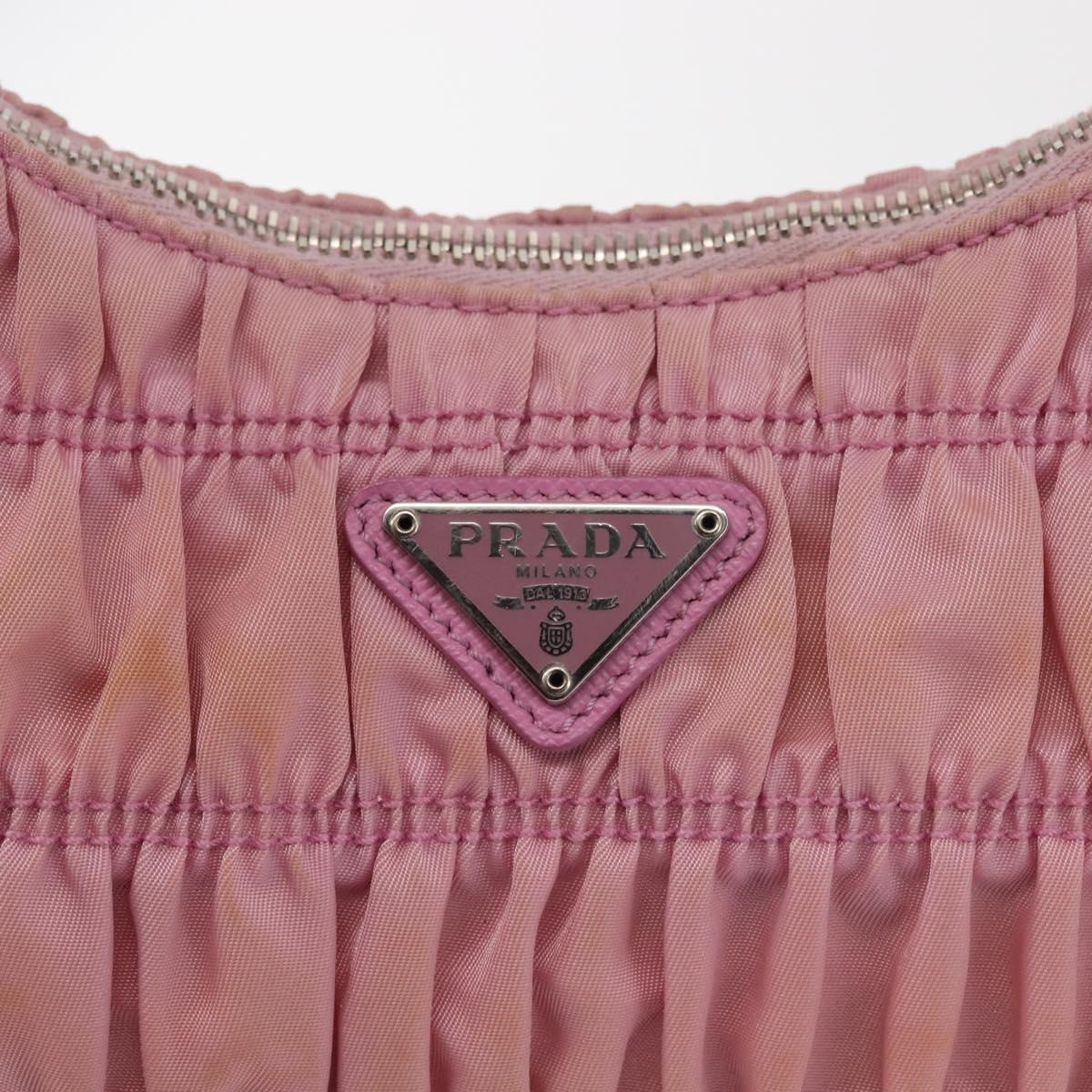 PRADA Shoulder Bag Nylon Pink Silver Auth 142659