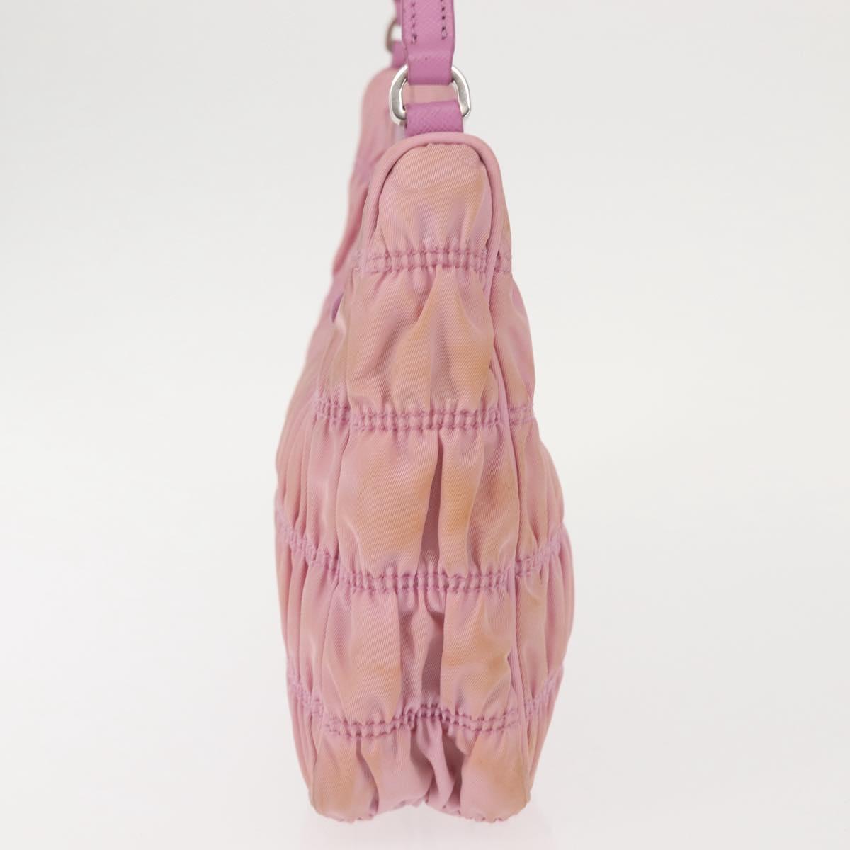 PRADA Shoulder Bag Nylon Pink Silver Auth 142659