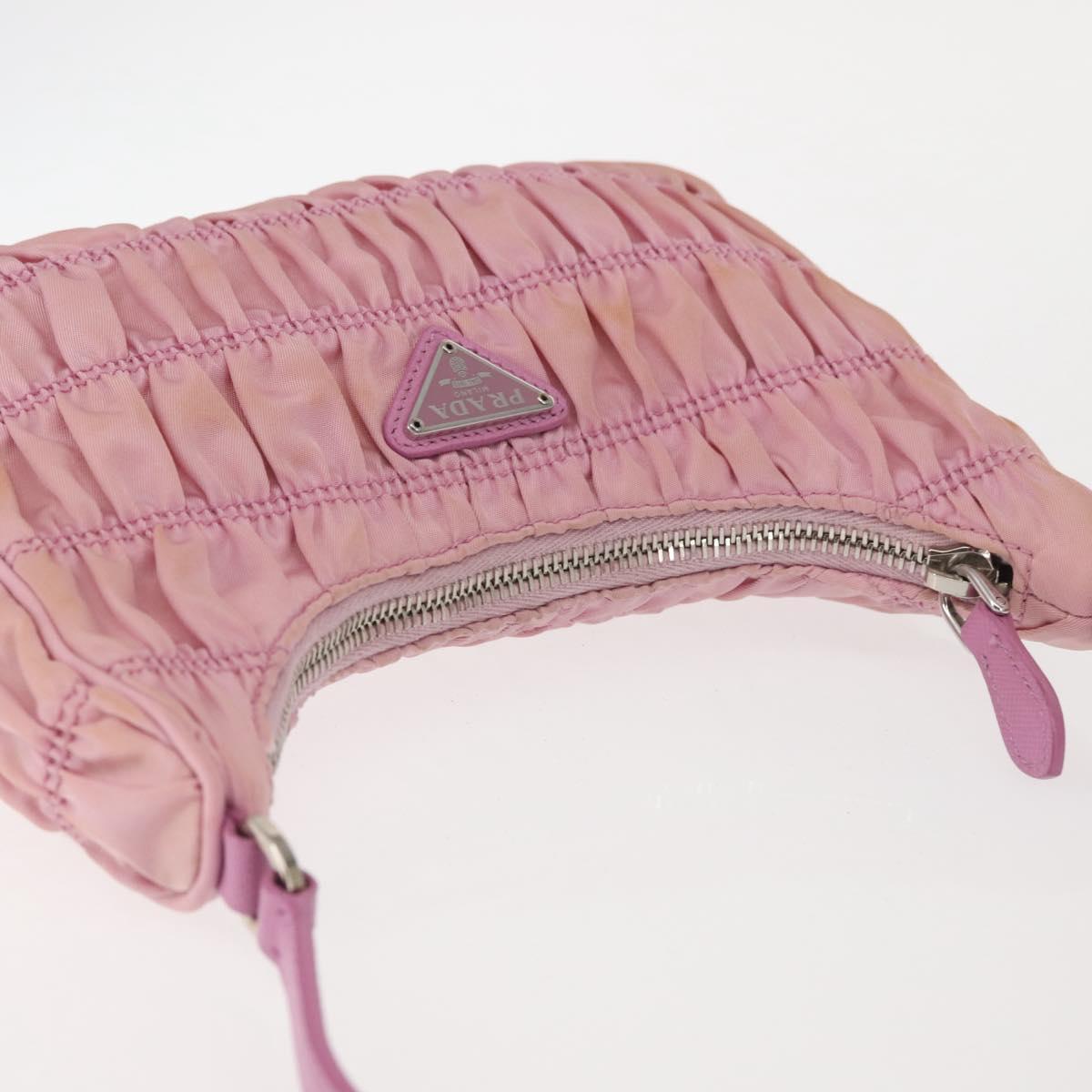 PRADA Shoulder Bag Nylon Pink Silver Auth 142659