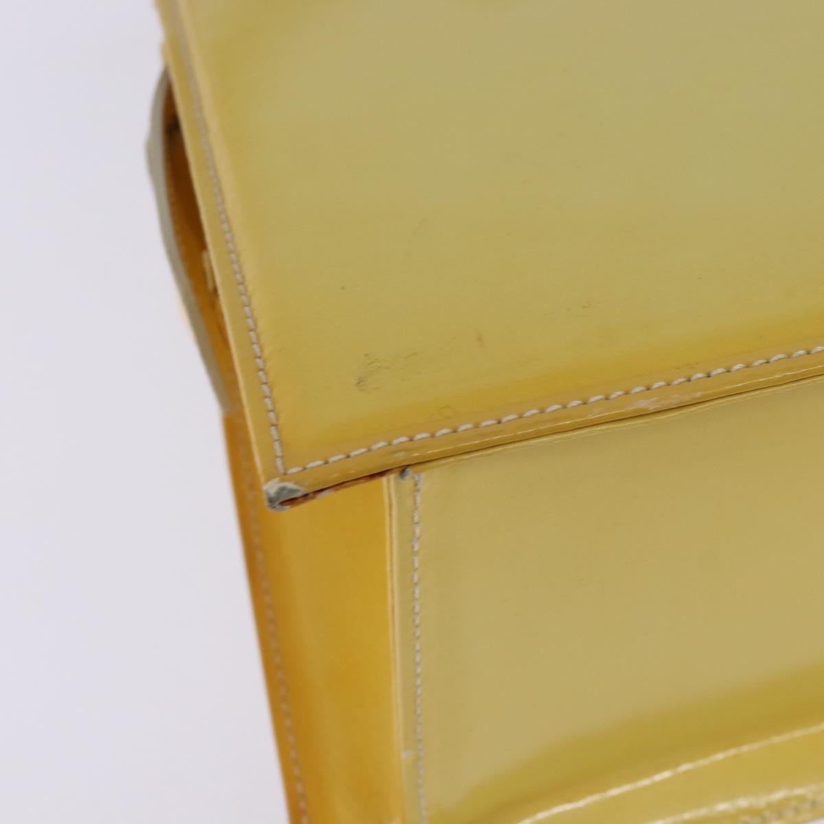 FENDI Hand Bag Patent leather 2way Yellow gold Auth 142671