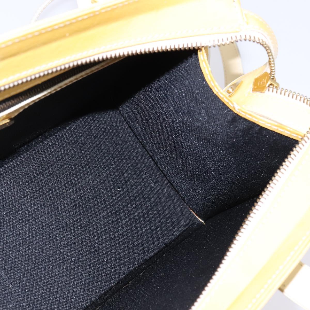 FENDI Hand Bag Patent leather 2way Yellow gold Auth 142671