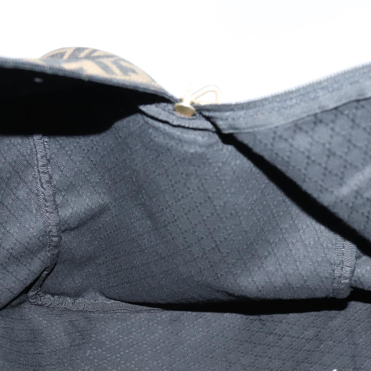 FENDI Zucca Canvas Boston Bag PVC Black Brown gold Auth 142675