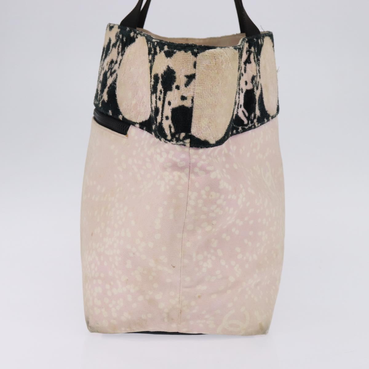 CHANEL High Summer Tote Bag Canvas Pink Silver CC Auth 142684