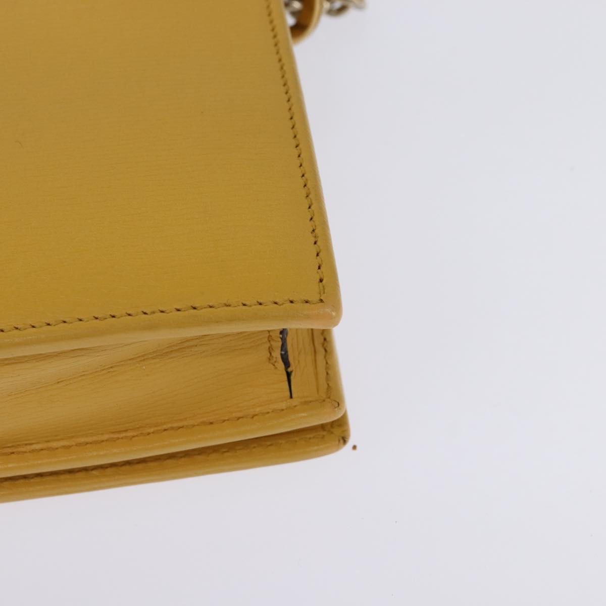 GUCCI Chain Shoulder Bag Leather Yellow 354697 Auth 142696
