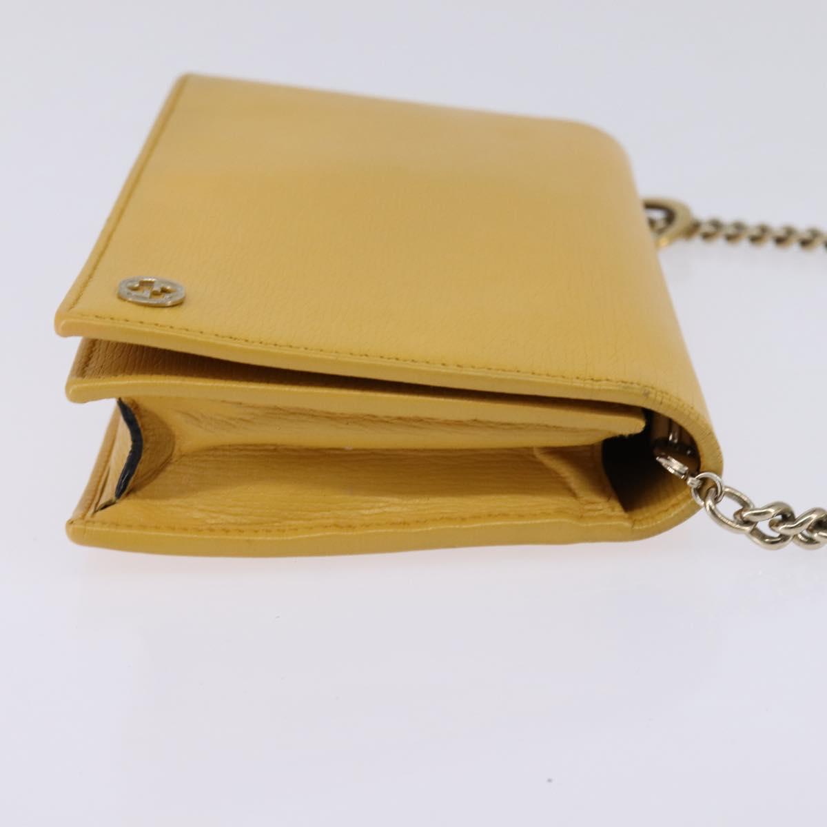 GUCCI Chain Shoulder Bag Leather Yellow 354697 Auth 142696