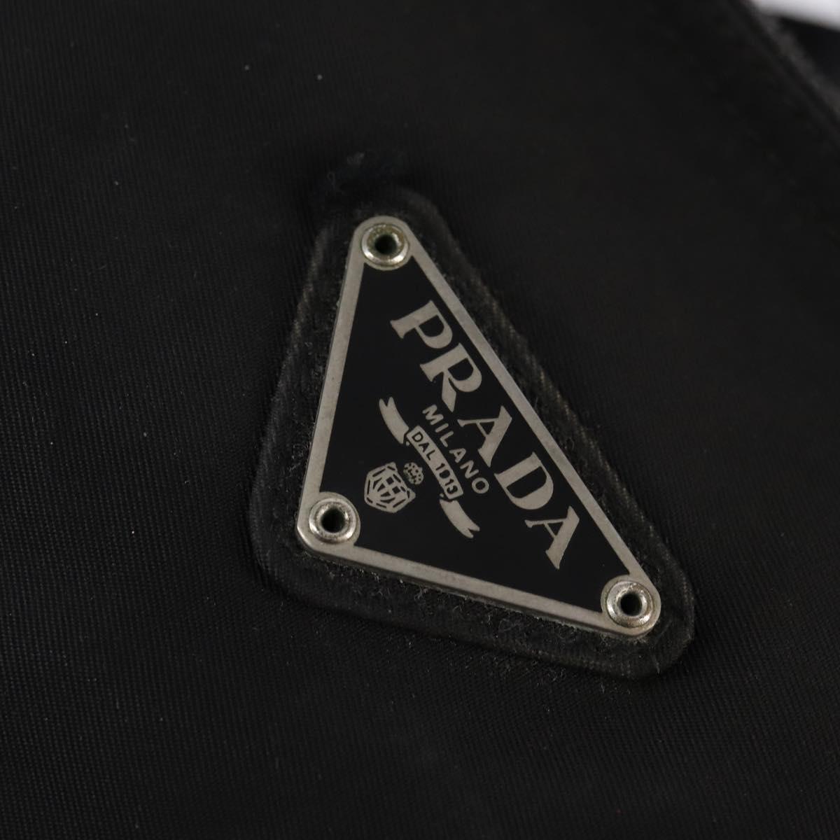 PRADA Shoulder Bag Nylon Black Silver Auth 142716