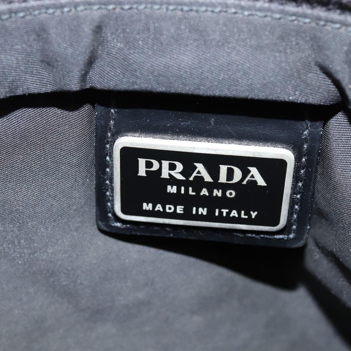 PRADA Shoulder Bag Nylon Black Silver Auth 142716