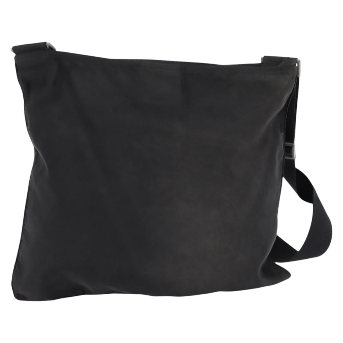 PRADA Shoulder Bag Nylon Black Silver Auth 142716