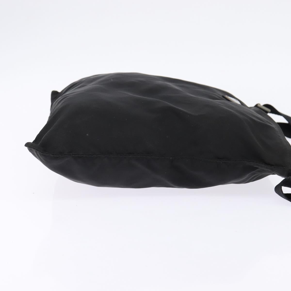 PRADA Shoulder Bag Nylon Black Silver Auth 142716