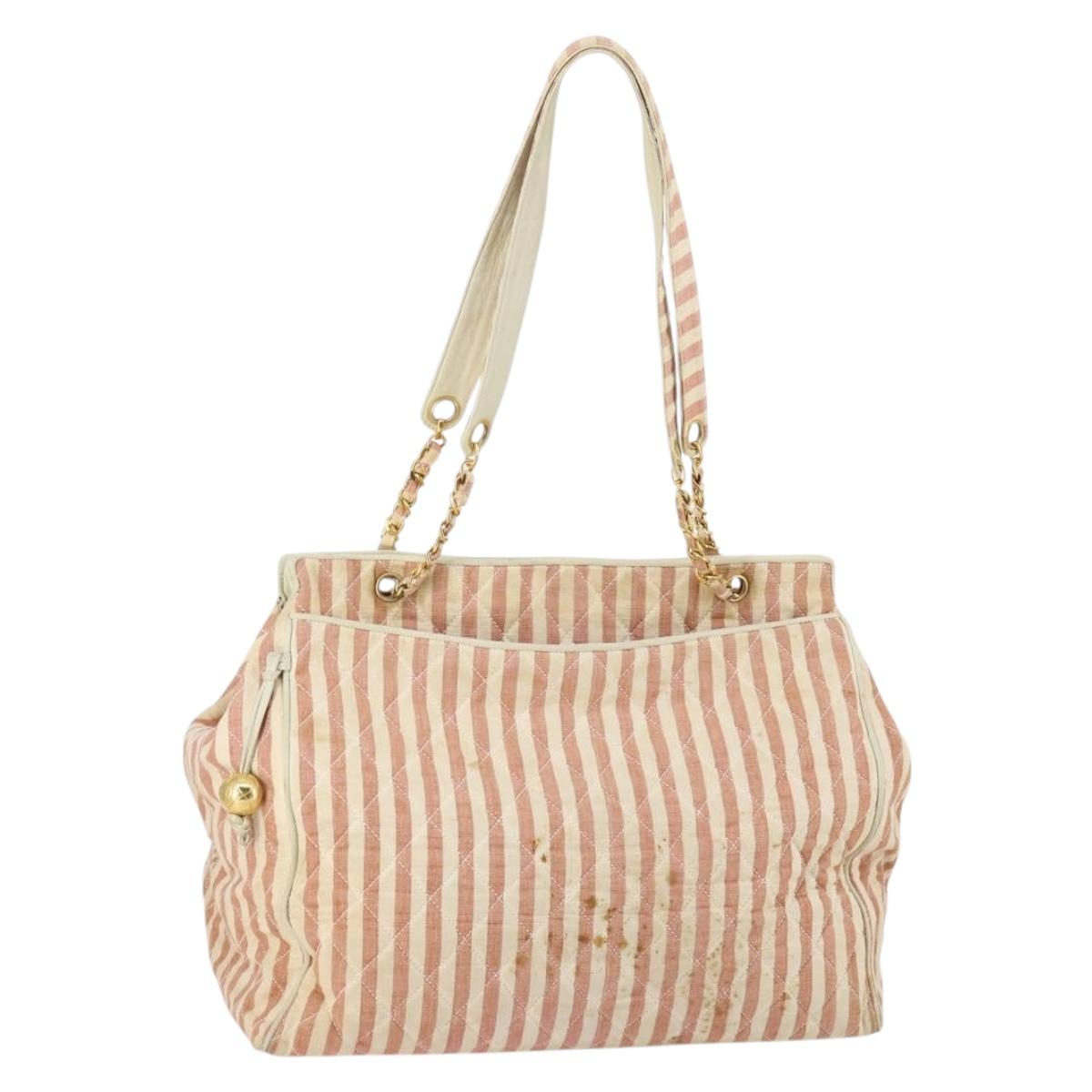 CHANEL Matelasse Tote Bag Canvas Red Gold CC Auth 142751