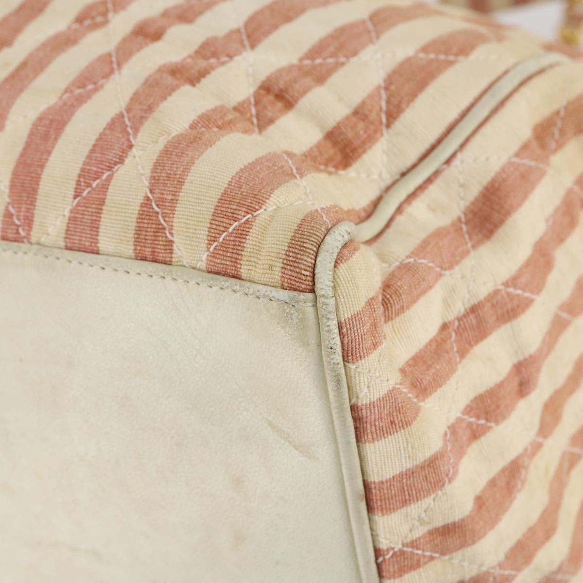 CHANEL Matelasse Tote Bag Canvas Red Gold CC Auth 142751