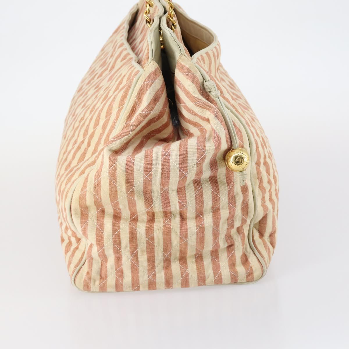 CHANEL Matelasse Tote Bag Canvas Red Gold CC Auth 142751