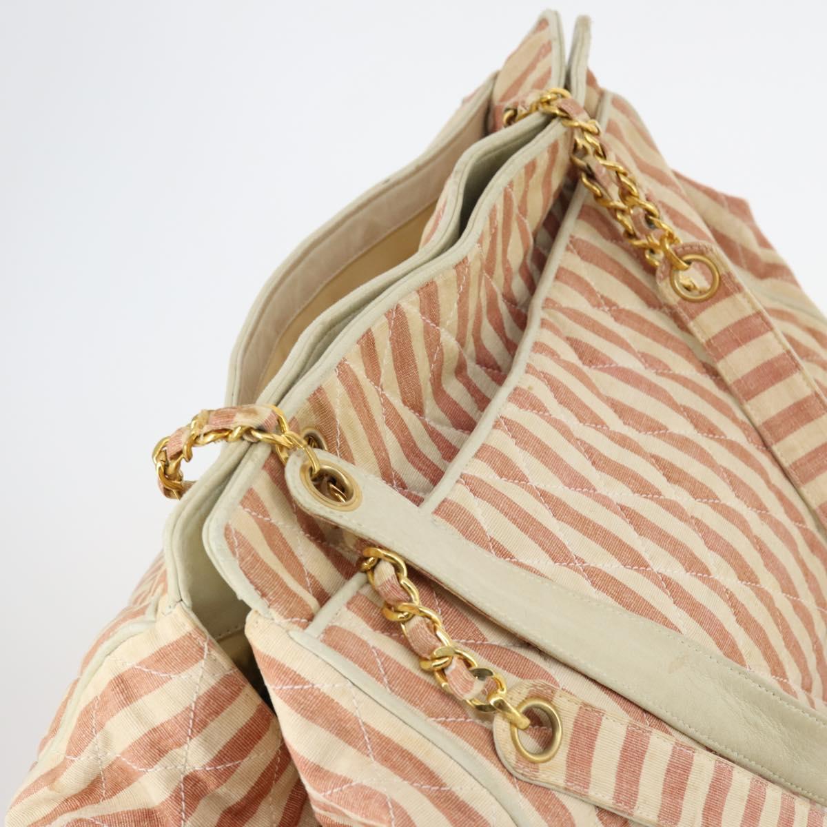 CHANEL Matelasse Tote Bag Canvas Red Gold CC Auth 142751