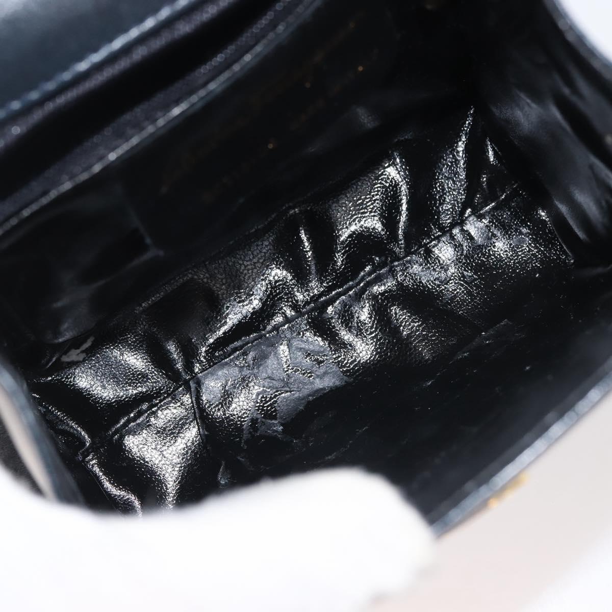 Salvatore Ferragamo Vala Hand Bag Leather Navy Gold Auth 142756