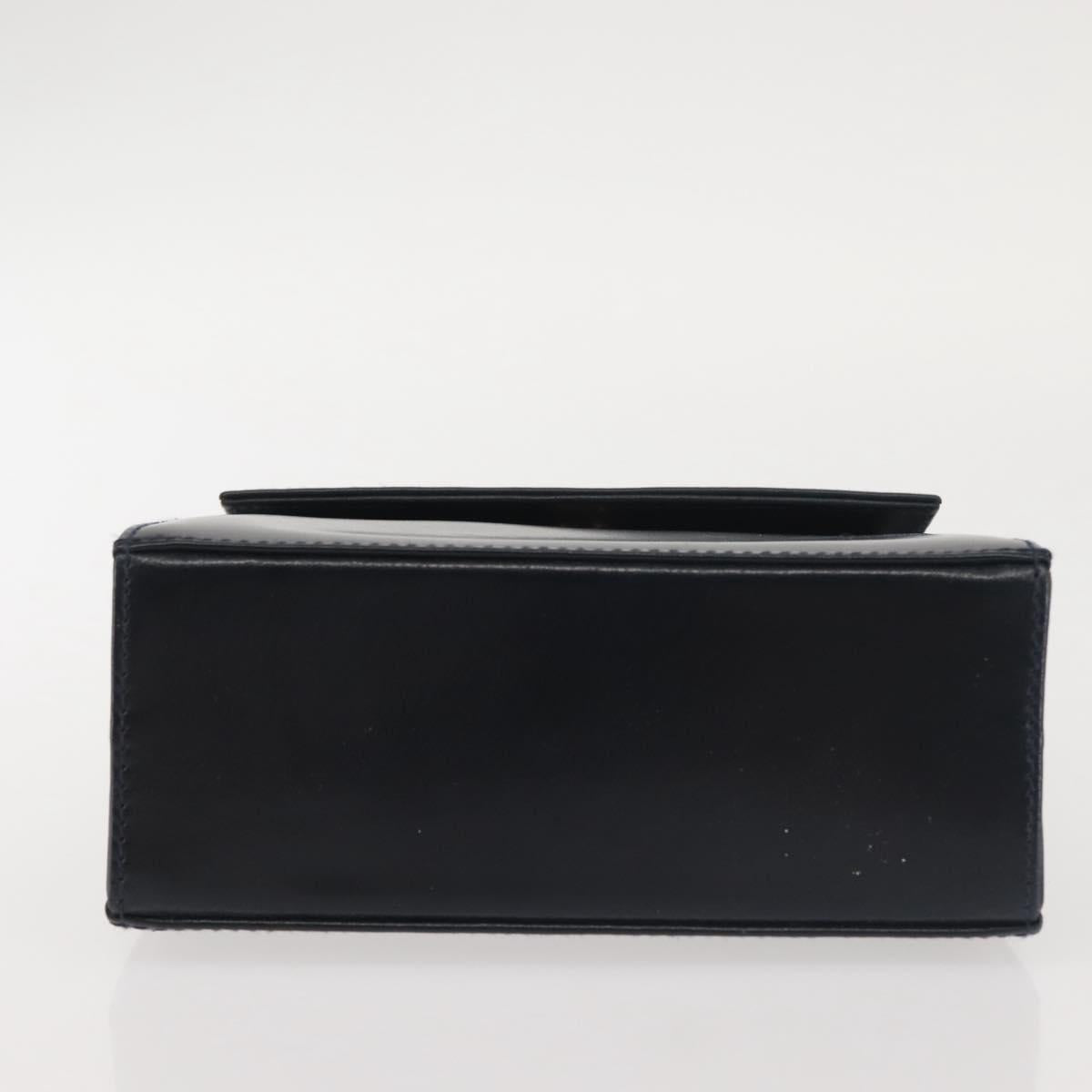 Salvatore Ferragamo Vala Hand Bag Leather Navy Gold Auth 142756