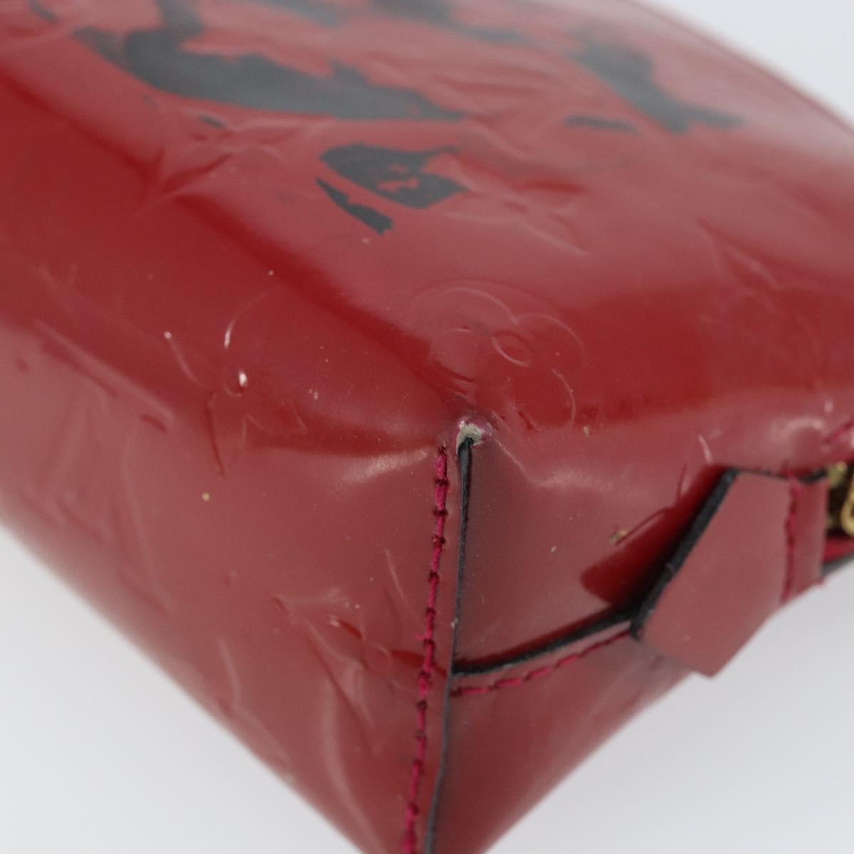 LOUIS VUITTON Vernis Pochette Cosmetic PM Rouge Grunadine M91746 LV Auth 142757