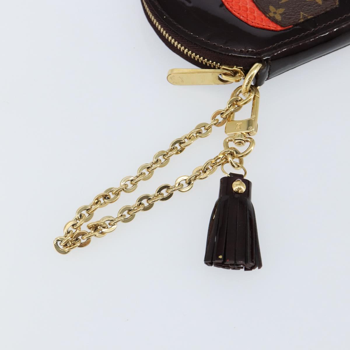 LOUIS VUITTON Vernis Porte Monnaie Ecruil Coin Purse Amarante M91386 Auth 142760