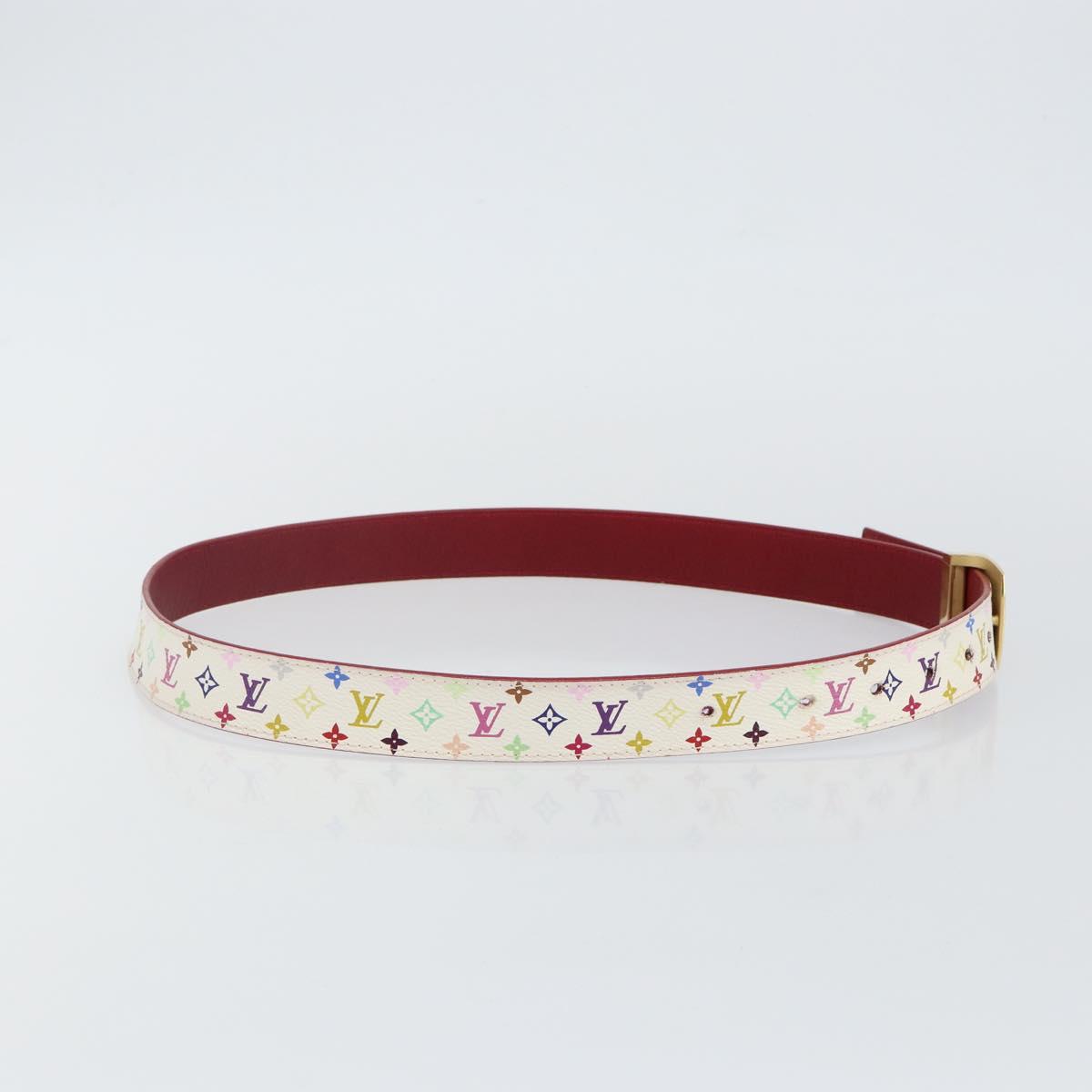 LOUIS VUITTON Monogram Multicolor Ceinture LV Cut Belt 35.8"" White Auth 142762