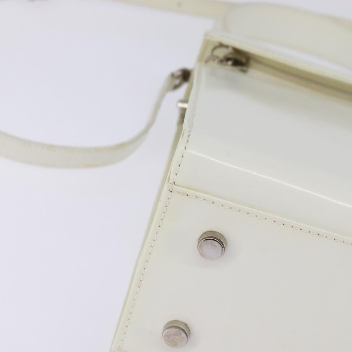Salvatore Ferragamo Gancini Hand Bag Patent leather 2way White Auth 142795
