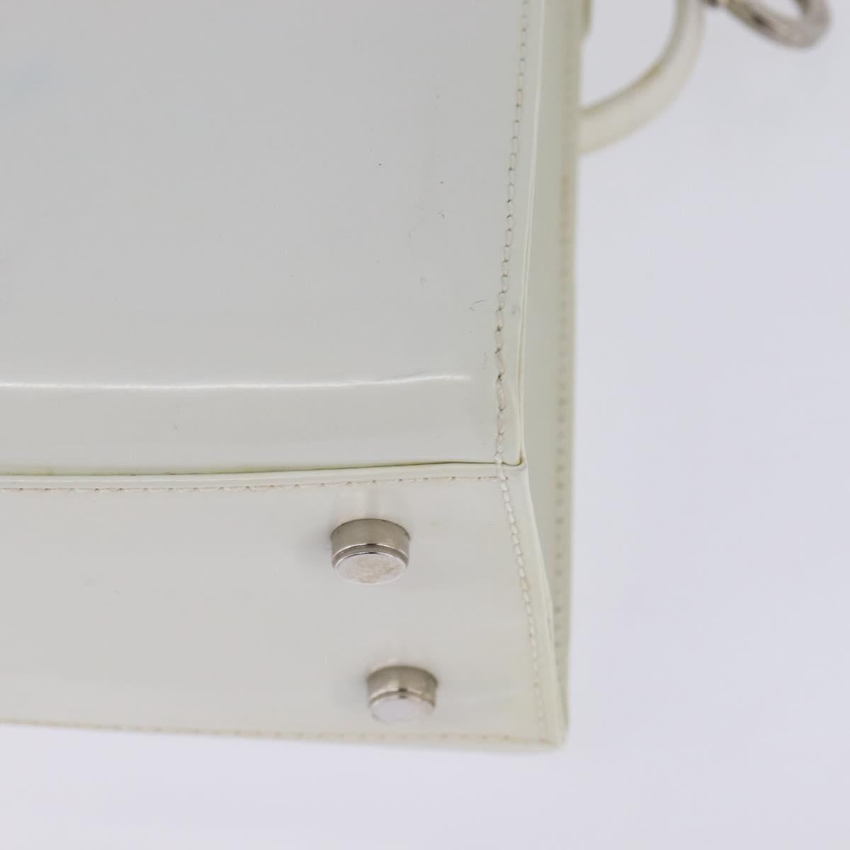Salvatore Ferragamo Gancini Hand Bag Patent leather 2way White Auth 142795