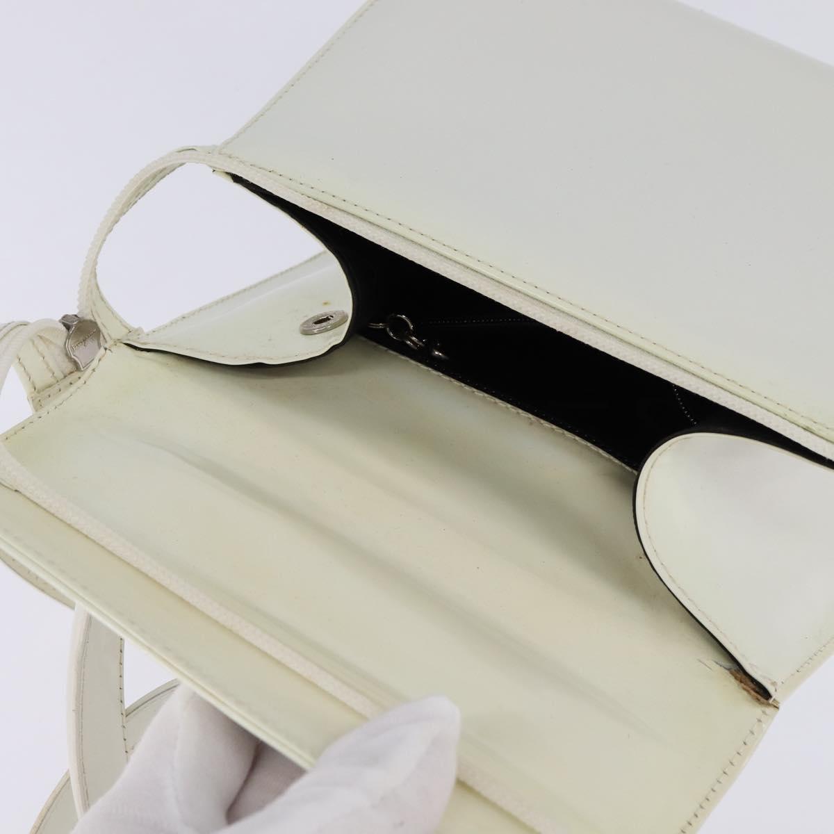 Salvatore Ferragamo Gancini Hand Bag Patent leather 2way White Auth 142795