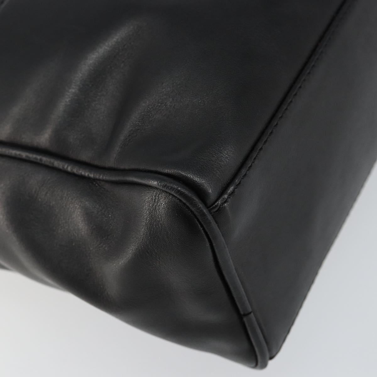 CELINE Shoulder Bag Leather Black Gold Auth 142797