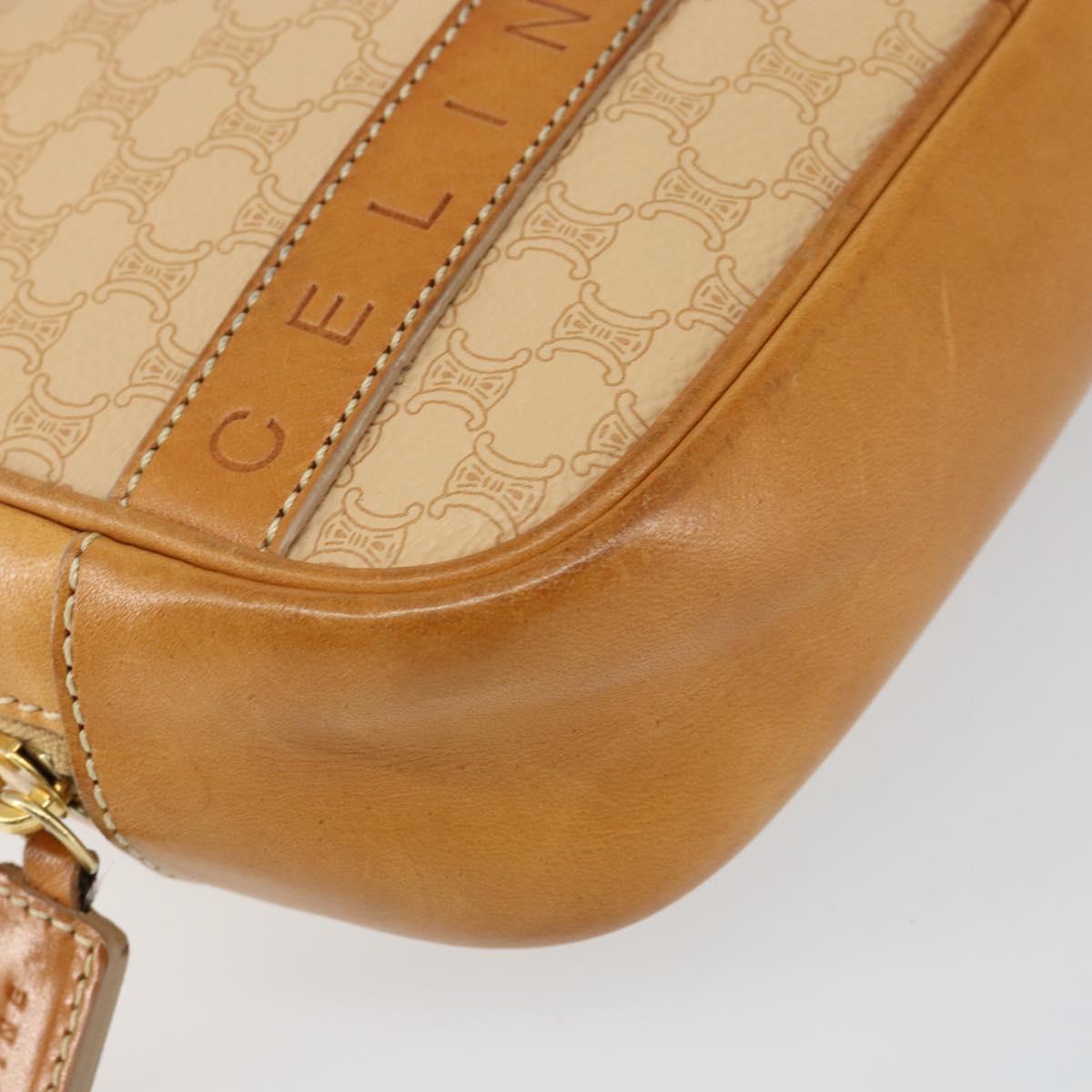 CELINE Macadam Canvas Hand Bag PVC Beige Gold Auth 142798