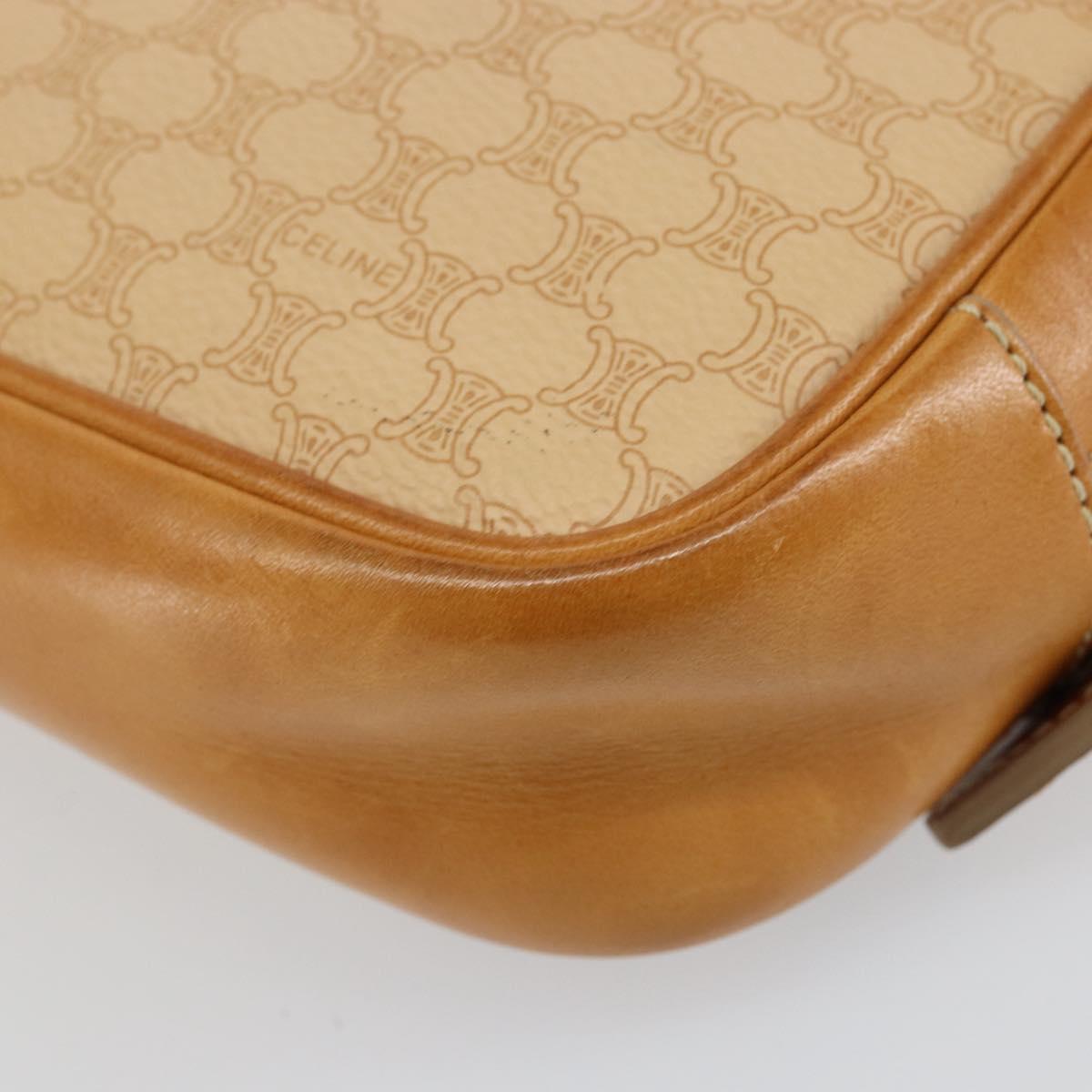 CELINE Macadam Canvas Hand Bag PVC Beige Gold Auth 142798